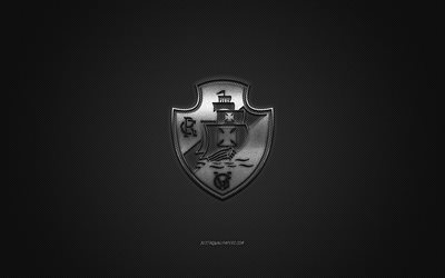 CR Vasco da Gama, Brazilian football club, Serie A, Silver logo, Gray carbon fiber background, football, Rio de Janeiro, Brazil, Vasco da Gama logo