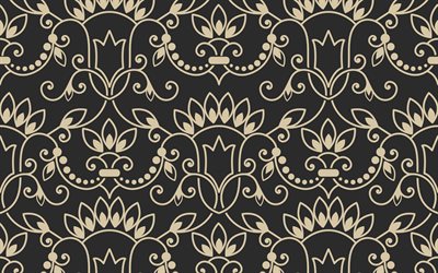 ornamento decorativo texture, retr&#242;, texture a fiori, vintage texture, grigio, motivo floreale, vintage, sfondi