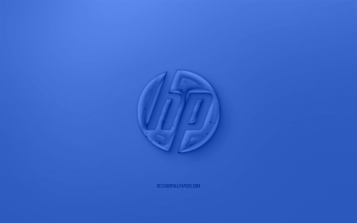 HP 3D-logotyp, Bl&#229; bakgrund, Bl&#229; HP jelly logotyp, HP emblem, kreativa 3D-konst, HP, Hewlett-Packard