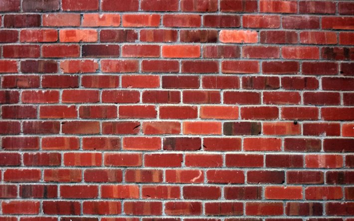 rouge brickwall, macro, le rouge des briques, des briques de textures, mur de briques rouges, de briques, mur de briques rouges arri&#232;re-plan, la pierre rouge d&#39;arri&#232;re-plan