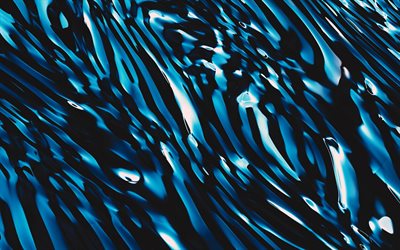wellen textur, blaue wellen-hintergrund, metallic-blau wellen textur, blau, kreativen hintergr&#252;nden