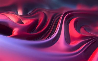 liquido viola, sfondo, 4k, bokeh, consistenza liquida, 3D onde texture, perdite di acqua, gocce d&#39;acqua, acqua di texture