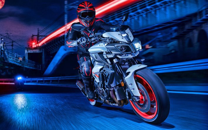 Yamaha MT-10, 2020, vista de frente, blanco deporte en bicicleta, motocicletas nuevas, el deporte japon&#233;s motos, Yamaha