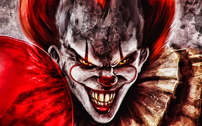 Pennywise, artwork, It Chapter Two, 2019 cars, Detective films, clown, fan art