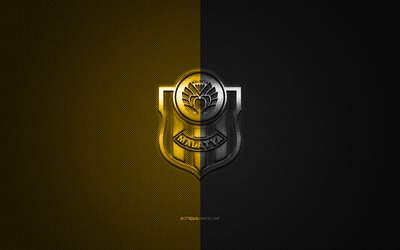 Yeni Malatyaspor, Turkish football club, Turkish Super League, yellow black logo, yellow black carbon fiber background, football, Malatya, Turkey, Yeni Malatyaspor logo