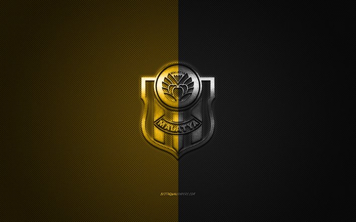Uusi Malatyaspor, Turkkilainen jalkapalloseura, Turkin Super League, keltainen musta logo, keltainen musta hiilikuitu tausta, jalkapallo, Malatya, Turkki, Uusi Malatyaspor logo