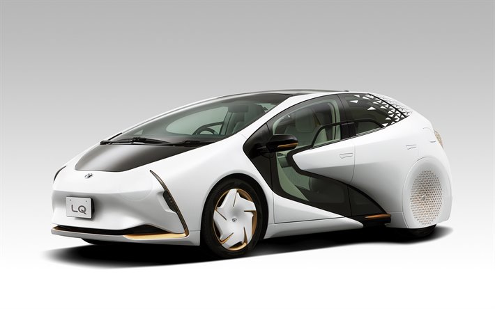 Toyota LQ Concept, 2019, futures voitures, vue de face, &#224; l&#39;ext&#233;rieur, de nouvelles blanc LQ Concept, les voitures japonaises, Toyota