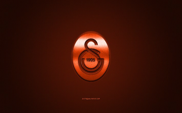 Galatasaray, Turkish football club, Turkiska Super League, orange logotyp, orange kolfiber bakgrund, fotboll, Istanbul, Turkiet, Galatasaray logotyp