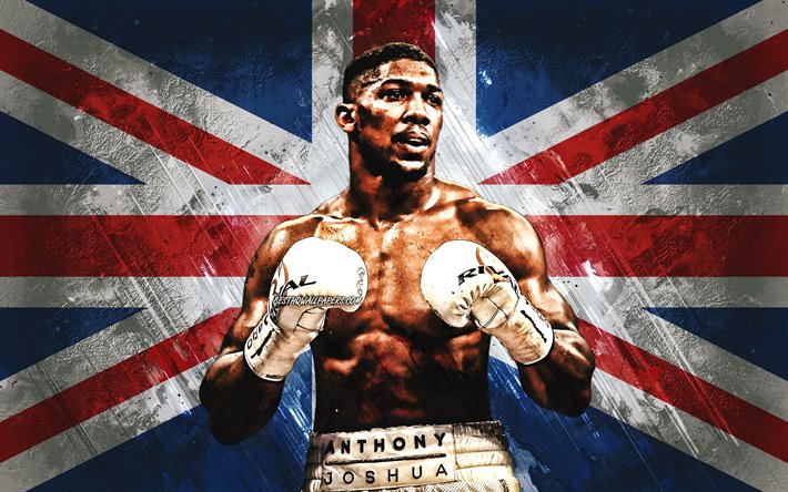 Anthony Joshua, british boxeador, campe&#243;n del mundo IBF, WBA, WBO, IBO, retrato, bandera Brit&#225;nica