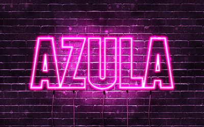 お誕生日おめでとうアズーラ, 4k, ピンクのネオンライト, アズーラの名前, creative クリエイティブ, アズーラお誕生日おめでとう, アズーラの誕生日, 人気の日本の女性の名前, アズーラの名前の写真, アズーラ