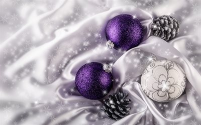 クリスマスボール, クリスマス, 新年, 紫色のボール