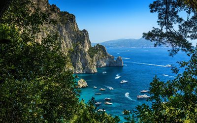 Capri, Coast, Mediterranean, Italy, yachts, boats, summer