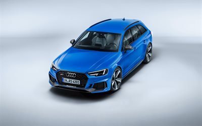 Audi RS4 Avant, 2018, wagon, blue RS4, german cars, Quattro, Audi