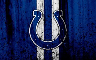 4k, Indianapolis Colts, grunge, NFL, american football, NFC, USA, art, stone texture, logo, South Division