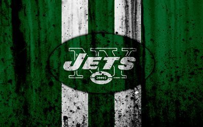 4k, New York Jets, grunge, NFL, american football, NFC, USA, art, NY Jets, stone texture, logo, East Division