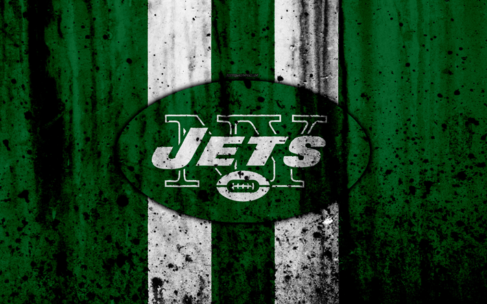 4k, New York Jets, grunge, NFL, football americano, NFC, USA, arte, NY Jets, pietra, texture, logo, East Division