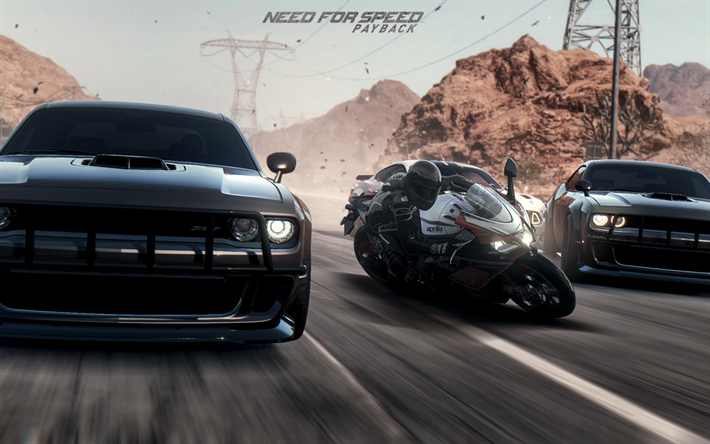 need for speed payback, 2017, auto-simulator, dodge challenger, rennen