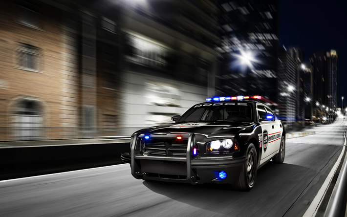 Dodge Charger, 4k, polisen bilar, 2017 bilar, amerikansk polis, Dodge