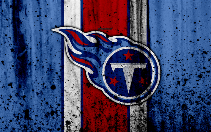 Tennessee Titans, 4k, NFL, grunge, kivi rakenne, logo, tunnus, Nashville, Tennessee, USA, Amerikkalainen jalkapallo, Etel&#228; Division, American Football Conference, National Football League