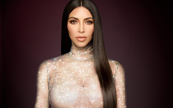 Kim Kardashian, la modella Americana, portrait, brunetta, brillante giacca