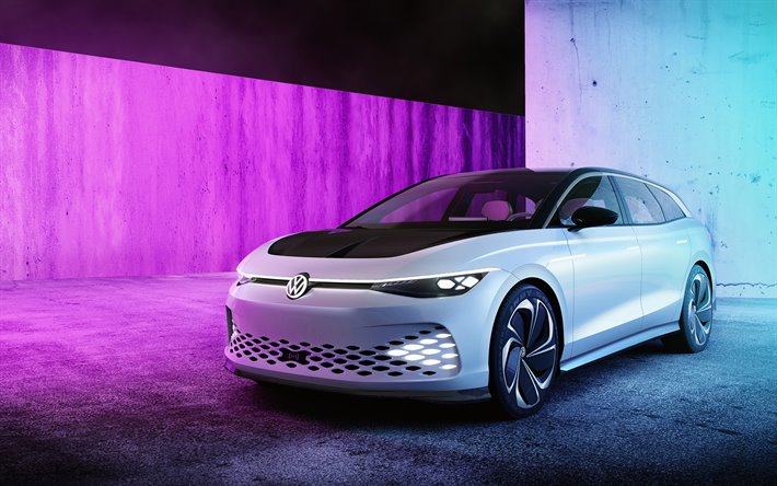 Volkswagen ID Utrymme Vizzion Koncept, 2019, elektriska koncept, exteri&#246;r, framifr&#229;n, Tyska bilar, elbilar, Volkswagen