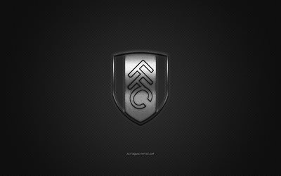 Fulham FC, club de football anglais, EFL Championnat, logo argent&#233;, gris en fibre de carbone de fond, football, Londres, Angleterre, Fulham FC logo