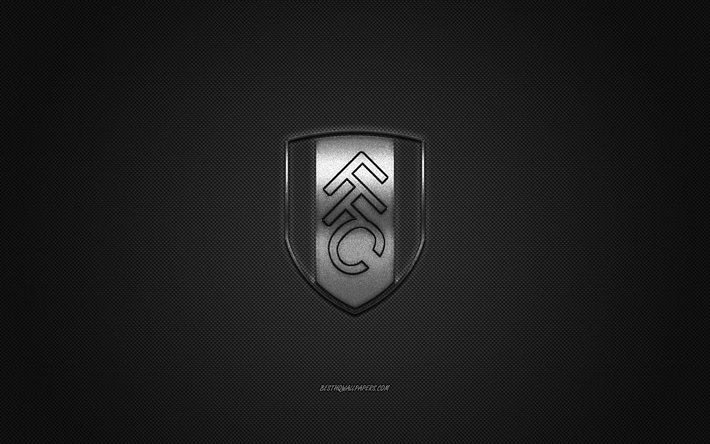 Il Fulham FC, club di calcio inglese, EFL Campionato, logo argento, grigio contesto in fibra di carbonio, calcio, Londra, Inghilterra, al Fulham FC logo