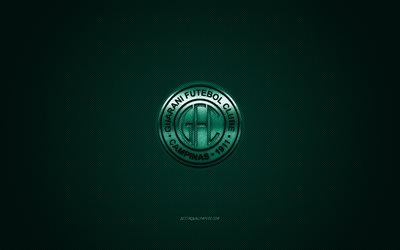 Guarani FC, Brazilian football club, Serie B, green logo, green carbon fiber background, football, Campinas, Brazil, Guarani FC logo