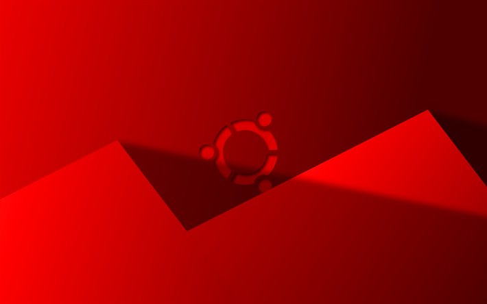 Ubuntu赤ロゴ, 4k, 創造, Linux, 赤材料設計, Ubuntuロゴ, ブランド, Ubuntu