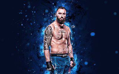 Paul Craig, 4k, blue neon lights, Scottish fighters, MMA, UFC, Mixed martial arts, Paul Craig 4K, UFC fighters, MMA fighters
