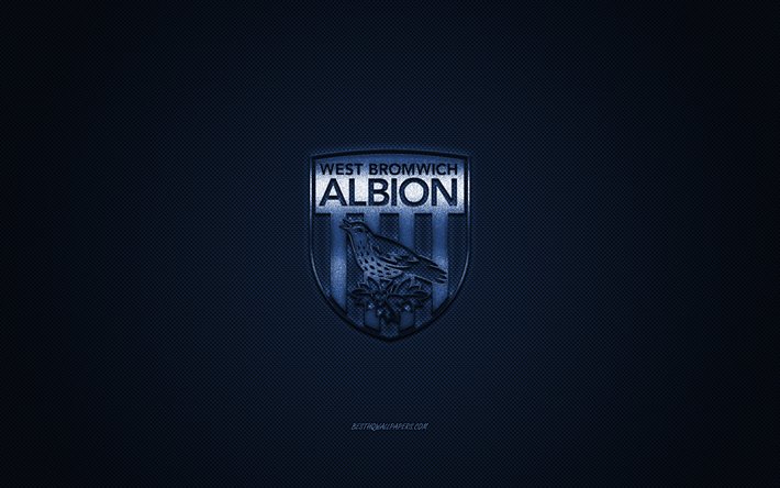 Il West Bromwich Albion FC, club di calcio inglese, EFL Campionato, logo blu, blu contesto in fibra di carbonio, calcio, West Bromwich, West Bromwich Albion FC logo