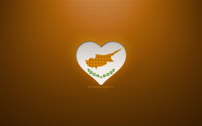 انا احب قبرص, 4 ك, أوروﺑــــــــــﺎ, خلفية منقط البني, علم قبرصي على شكل قلب, قبرص, الدول المفضلة, أحب قبرص, العلم القبرصي