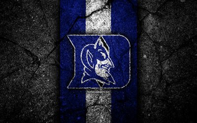 Duke Blue Devils, 4k, american football team, NCAA, blue white stone, USA, asphalt texture, american football, Duke Blue Devils logo