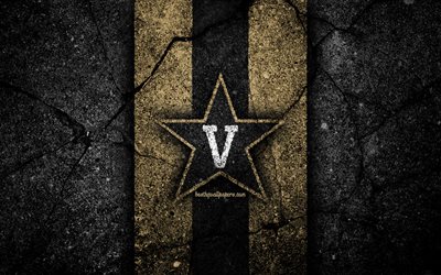 Vanderbilt Commodores, 4k, american football team, NCAA, brown black stone, USA, asphalt texture, american football, Vanderbilt Commodores logo