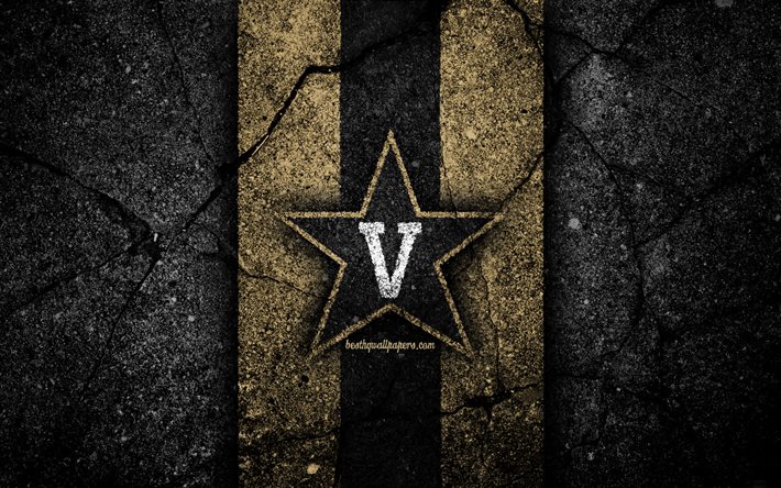 Vanderbilt Commodores, 4k, amerikan futbol takımı, NCAA, kahverengi siyah taş, ABD, asfalt dokusu, amerikan futbolu, Vanderbilt Commodores logosu