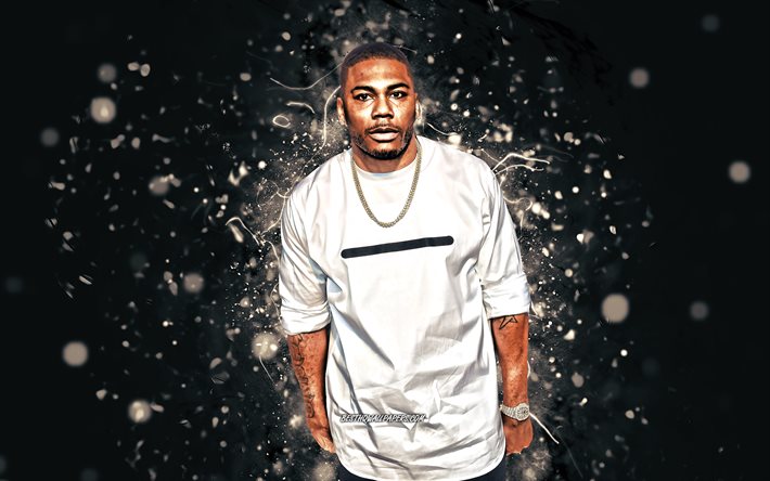 Nelly, 2020, rapper americano, luci al neon bianche, 4K, star della musica, Cornell Iral Haynes Jr, celebrit&#224; americana, Nelly 4K