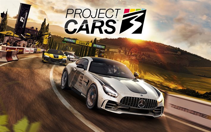 Project Cars 3, 2020, affiche, mat&#233;riel promotionnel, course de moto, simulateurs de course