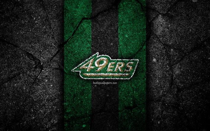 シャーロット49ers, 4k, アメリカンフットボール, 全米大学体育協会, 緑の黒い石, 米国, アスファルトテクスチャ, Charlotte49ersのロゴ