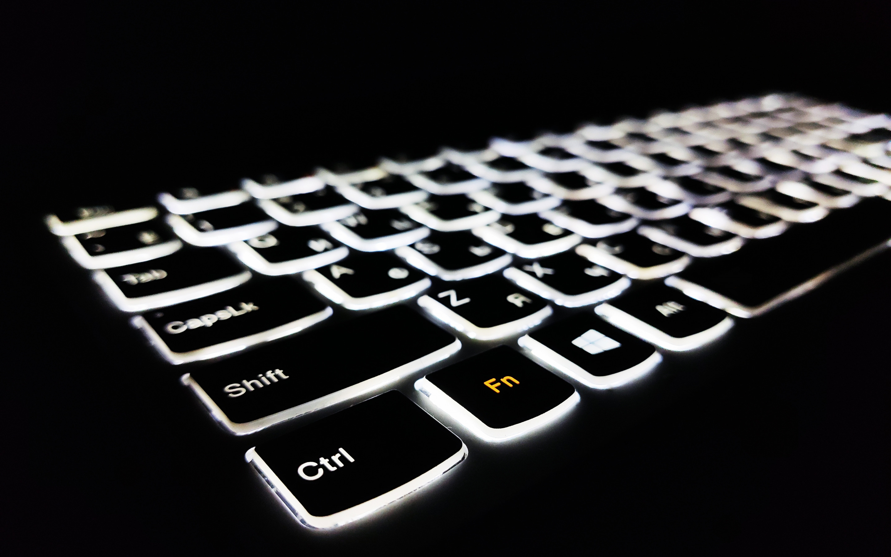 Download wallpapers keyboard with white backlight, keyboard on black  background, modern technology, keyboard, key illumination, it service  concepts for desktop with resolution 2880x1800. High Quality HD pictures  wallpapers
