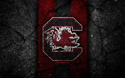 South Carolina Gamecocks, 4k, american football team, NCAA, maroon black stone, USA, asphalt texture, american football, South Carolina Gamecocks logo