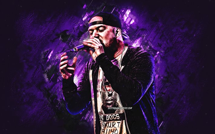 Kool Savas, german rapper, portrait, Savas Yurderi, purple stone background