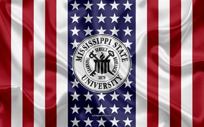 Mississippi State University Emblem, American Flag, Mississippi State University logo, Starkville, Mississippi, USA, Mississippi State University