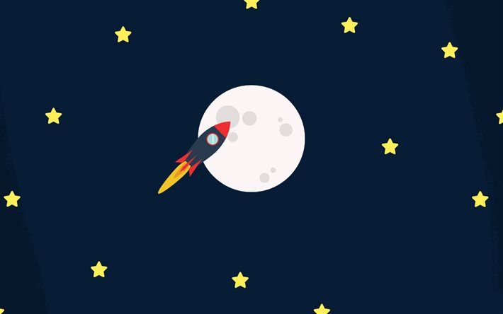 startup concepts, rocket in space, planets, rocket, business startup background, night sky, start-up concept