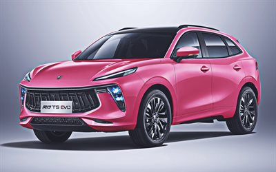 Dongfeng Forthing T5 EVO, 4k, crossover rosa, 2021 carros, carros chineses, carros rosa, crossovers, Dongfeng