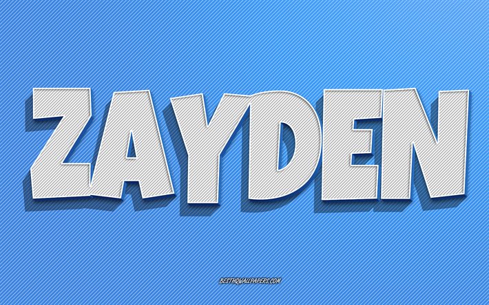 Zayden, blue lines background, wallpapers with names, Zayden name, male names, Zayden greeting card, line art, picture with Zayden name