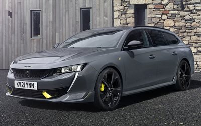 2021, Peugeot 508 SW Sport Engineered, front view, exterior, tuning 508 SW, gray 508 SW, French cars, Peugeot