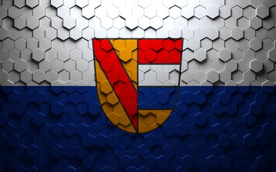 Pforzheims flagga, honeycomb art, Pforzheim hexagon flag, Pforzheim, 3d hexagon art, Pforzheim flag