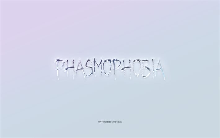 Logo de phasmophobie, texte 3d d&#233;coup&#233;, fond blanc, logo 3d de phasmophobie, embl&#232;me de phasmophobie, phasmophobie, logo en relief, embl&#232;me de phasmophobie 3d
