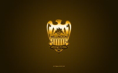 Wellington Phoenix FC Reserves, Uusi-Seelanti jalkapalloseura, keltainen logo, keltainen hiilikuitu tausta, New Zealand National League, jalkapallo, Wellington, Uusi-Seelanti, Wellington Phoenix FC Reserves logo