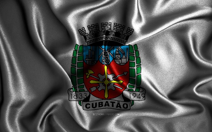 Cubataos flagga, 4k, v&#229;giga sidenflaggor, brasilianska st&#228;der, Cubataos dag, tygflaggor, 3D-konst, Cubatao, Brasiliens st&#228;der, Cubataos 3D-flagga
